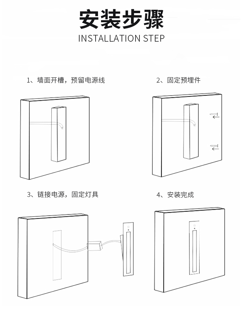 長(zhǎng)條型嵌入式感應(yīng)地腳燈